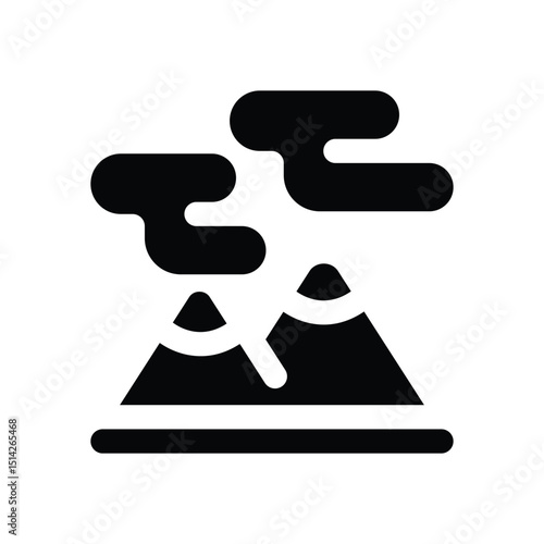 mountain glyph icon. Strong and solid vector icon for websites, mobile interfaces, presentations, and visual branding. High quality and easy to edit.