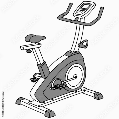 Professional cutout of stationary exercise bike on white background