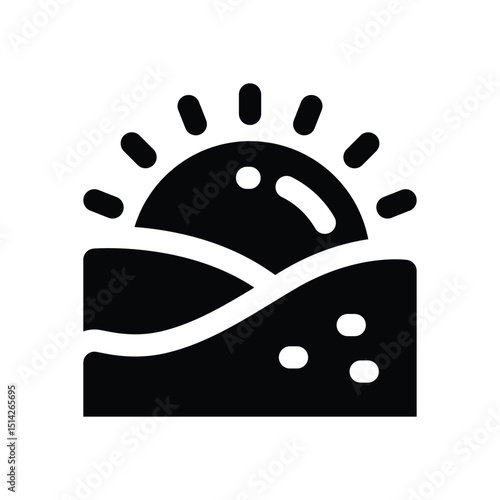 sunset glyph icon. Strong and solid vector icon for websites, mobile interfaces, presentations, and visual branding. High quality and easy to edit.