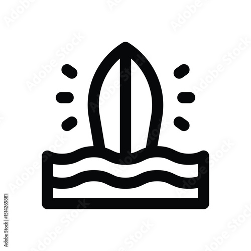 surf board line icon. Clean and minimalist vector icon for websites, mobile apps, presentations, and logos. Fully scalable and customizable for any project.