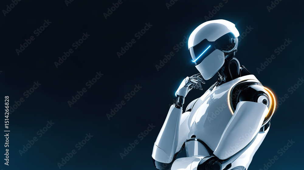 A robot image reflecting on life against a black background
A robot image reflecting on life against a black background