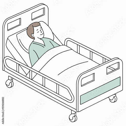Patient resting in hospital bed clean cutout image