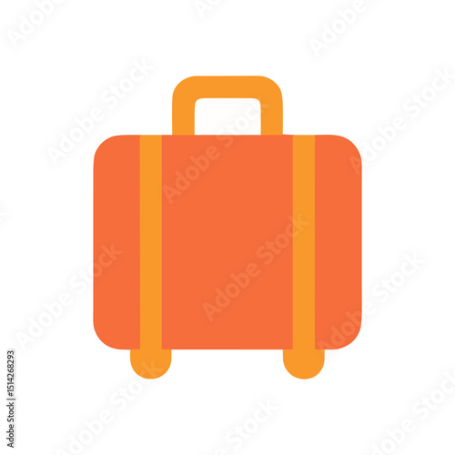 Orange suitcase with handle  wheels on white background