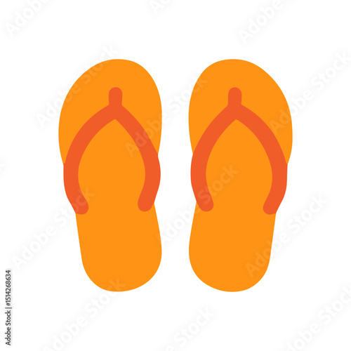 Two orange flipflops sidebyside on a white background