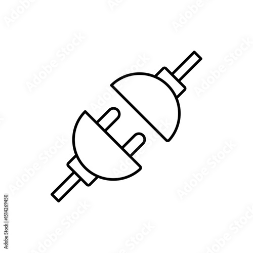 plug and socket icon, vector line isolated on white background. trendy and modern design