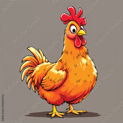 rooster Cartoon Vector Illustration isolated on the white background