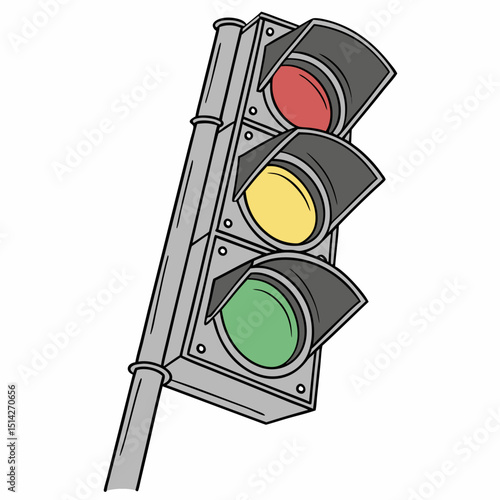 Traffic light cartoon illustration go signal stoplight red yellow green