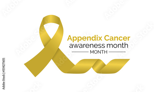 Appendix Cancer Awareness Month  Shining a Light on a Rare but Serious Disease. Medical concept. Realistic ribbon. Creating for web banner, cards, prints, social media, poster, flyer and background.