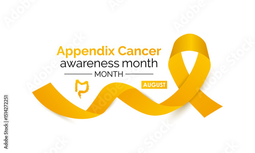 Appendix Cancer Awareness Month  Shining a Light on a Rare but Serious Disease. Medical concept. Realistic ribbon. Creating for web banner, cards, prints, social media, poster, flyer and background.