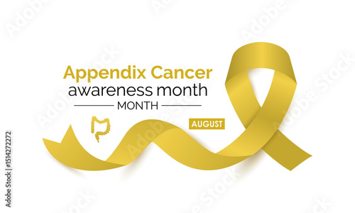 Appendix Cancer Awareness Month  Shining a Light on a Rare but Serious Disease. Medical concept. Realistic ribbon. Creating for web banner, cards, prints, social media, poster, flyer and background.