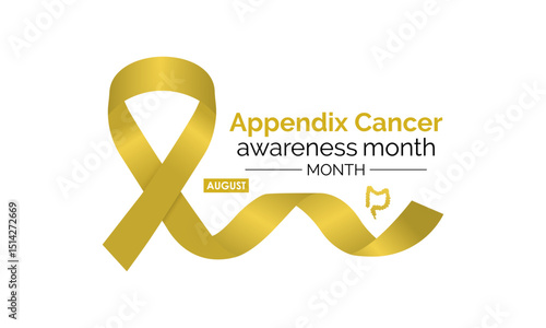 Appendix Cancer Awareness Month  Shining a Light on a Rare but Serious Disease. Medical concept. Realistic ribbon. Creating for web banner, cards, prints, social media, poster, flyer and background.