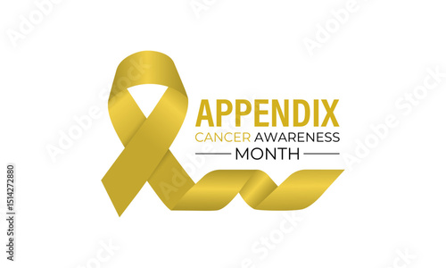 Appendix Cancer Awareness Month  Shining a Light on a Rare but Serious Disease. Medical concept. Realistic ribbon. Creating for web banner, cards, prints, social media, poster, flyer and background.