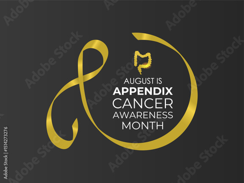 Appendix Cancer Awareness Month  Shining a Light on a Rare but Serious Disease. Medical concept. Realistic ribbon. Creating for web banner, cards, prints, social media, poster, flyer and background.