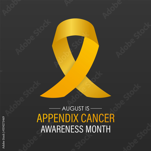 Appendix Cancer Awareness Month  Shining a Light on a Rare but Serious Disease. Medical concept. Realistic ribbon. Creating for web banner, cards, prints, social media, poster, flyer and background.