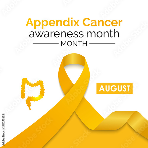 Appendix Cancer Awareness Month  Shining a Light on a Rare but Serious Disease. Medical concept. Realistic ribbon. Creating for web banner, cards, prints, social media, poster, flyer and background.