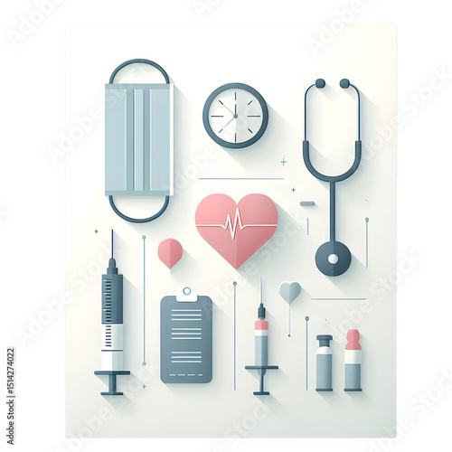 Healthcare and Medical Supplies Flat Icon Illustration
