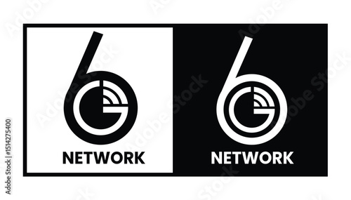 Superfast high speed 6g wireless network logo black and white