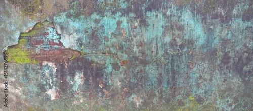 Intricate Patina Copper Metal Surface with Peeling Layers