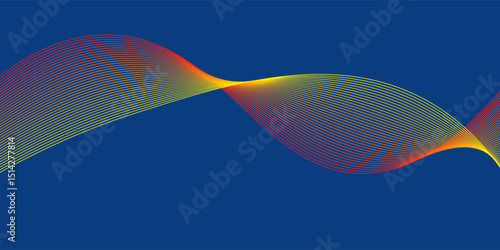 Abstract glowing wave lines on dark blue background. Dynamic wave pattern. Modern flowing wavy lines. Futuristic technology concept. Suit for banner, poster, cover, brochure, flyer, website. eps 10