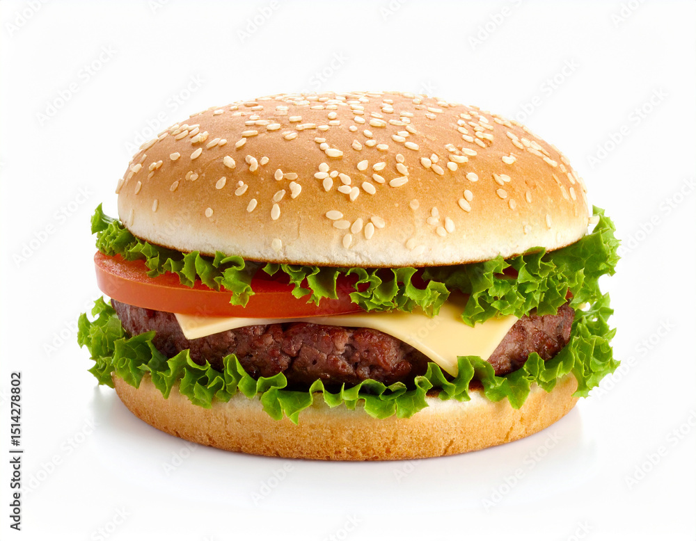 Tasty and Juicy Burger Isolated on White Background – Perfect for Menu Design, Fast Food Advertisement, Restaurant Promotion, Takeaway Concept, and Food Delivery Services
Tasty and Juicy Burger Isolated on White Background – Perfect for Menu Design, Fast Food Advertisement, Restaurant Promotion, Takeaway Concept, and Food Delivery Services