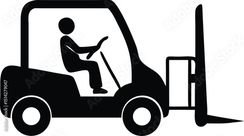 Forklift Black and White Icon: A bold black forklift icon conveys strength and precision in logistics and material handling.