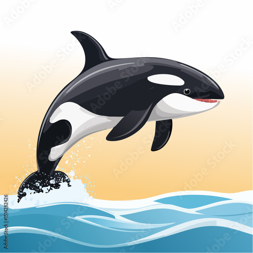 Orca whale jumping to the surface of the sea