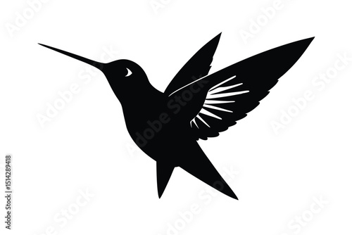 Hummingbird hovering with light flapping wings lioncut art illustration
