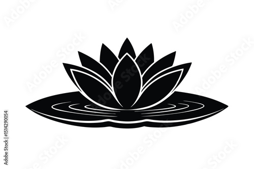 Peaceful lotus blossom floating with elegance lioncut art illustration