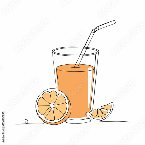 Orange smoothie with cheerful outlines, perfect for citrus themes or summer menus.