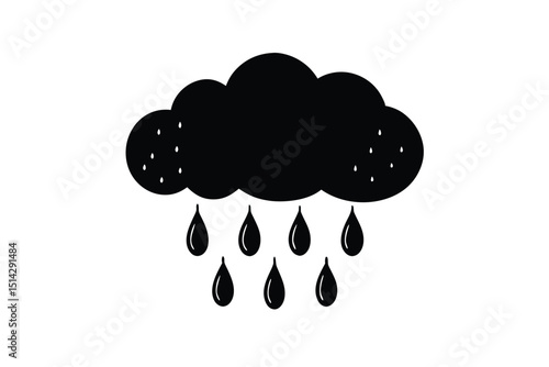 Raincloud dripping with soft falling raindrops lioncut art illustration