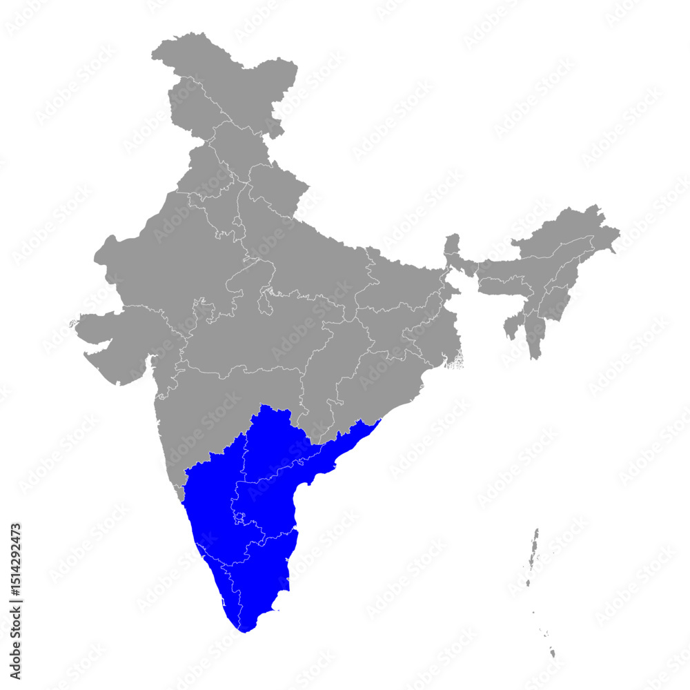 Obraz premium South India Vector Map