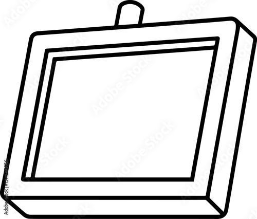 Digital photo frame black outline vector and illustration, coloring book page