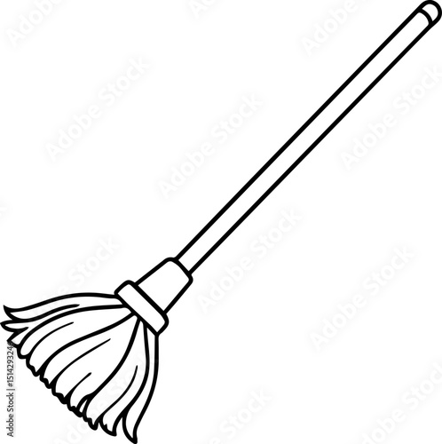 Dry mop black outline vector and illustration, coloring book page