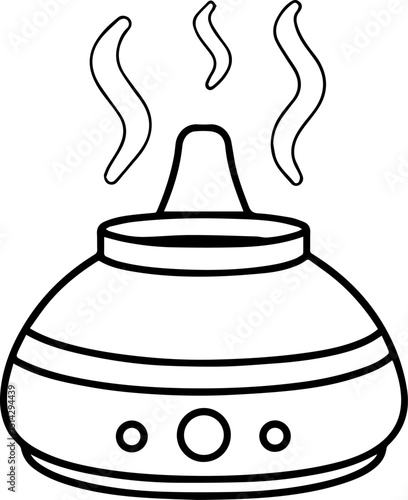 Humidifying diffuser black outline vector and illustration, coloring book page
