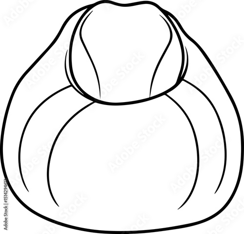Large bean bag chair black outline vector and illustration, coloring book page