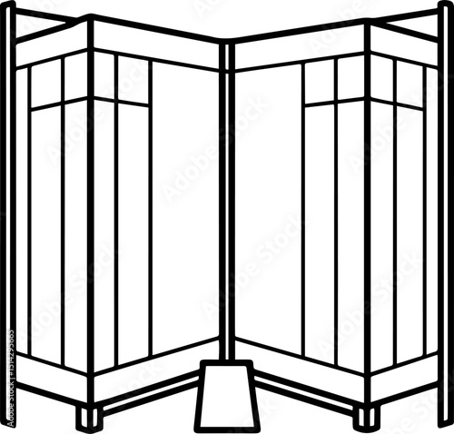 Room divider black outline vector illustration, coloring book page
