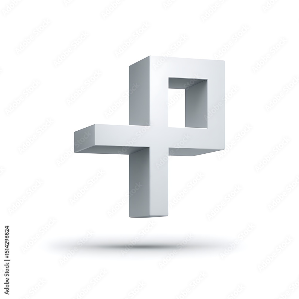 Obraz premium Abstract white 3d geometric symbol isolated on white background