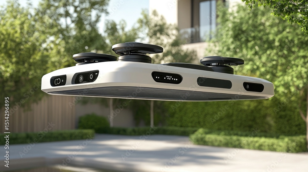 Obraz premium Autonomous driving module mounted on a vehicle roof with multiple sensors and cameras