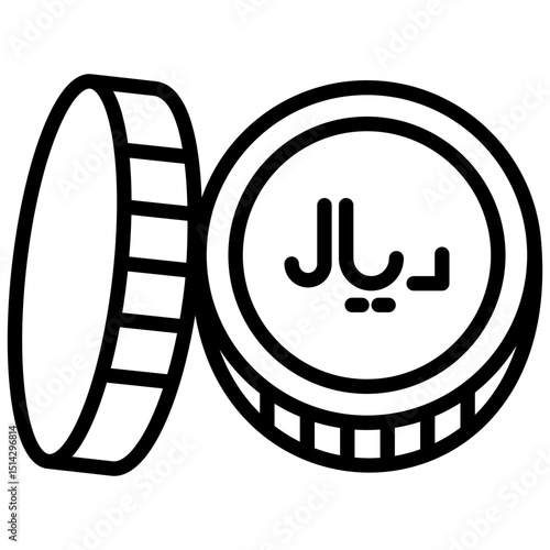 Riyal coin line icon
