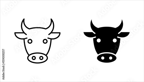 Cow line icon set, outline style icon for web site or mobile app, animals and livestock, vector illustration on white background