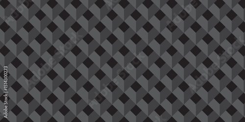 Seamless pattern with hexagon cube geometric pattern. Black squares abstract cubic background. Vector mosaic and wall business design.	
