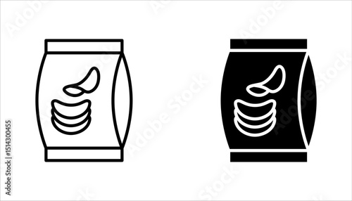snacks icon set, snack potato chips food design, vector illustration on white background