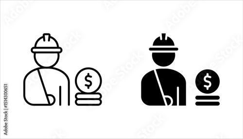Worker compensation icon set.  Containing expense, first and kit, work, vector illustration on white background