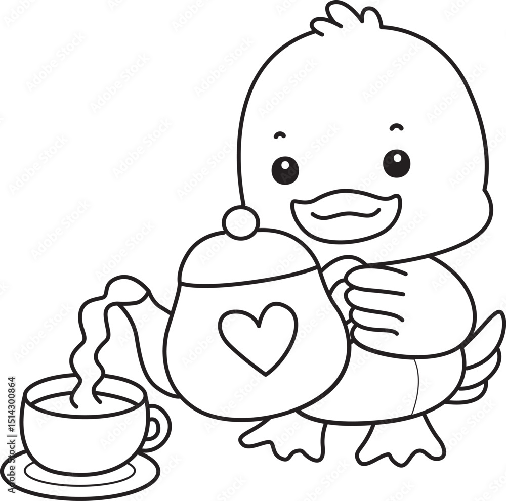 Lineart of Cute Duck icon. Outline of Funny baby Duck animal series stock illustration. life of fluffy Duck designs. Lineart of Cute Duck icon. Outline of Funny baby Duck animal series stock illustration. life of fluffy Duck designs.