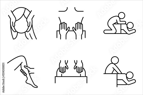 Massage line icon set. Relaxation, perfect for spa and massage service, vector illustration on white background