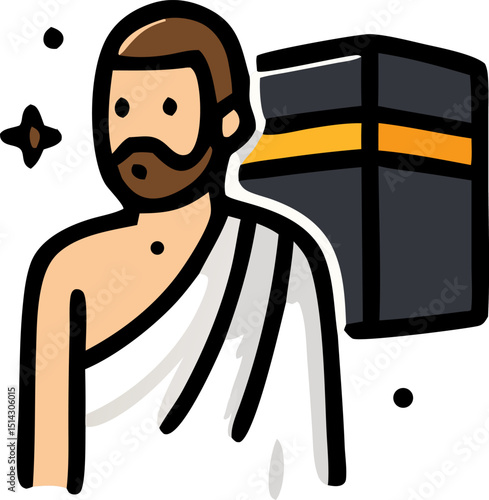 Muslim man performing hajj in Mecca, suitable for religious publications, cultural websites, travel agencies, and educational materials on Islam and pilgrimage.