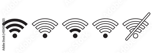 Wi-Fi icon set. On and off mode. 2G to 5G different Wi-Fi design and connections. Connected and Disconnected options mode. Eps 10.