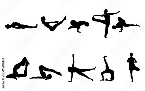 silhouette yoga vector illustration. Fitness Concept.