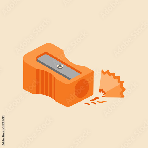 Orange Pencil Sharpener with Shavings Illustration