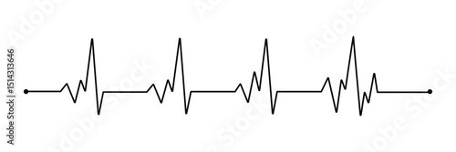 Heartbeat Line on white background. Pulse Rate. Heart line icon. Vector illustration . EPS 10 .